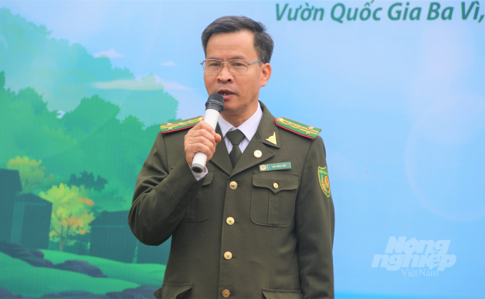 Do Huu The (pictured) said that The Ba Vi National Park Management Board would take the responsibility of planting and taking care of the trees to ensure their survival and good growth. Photo:  Pham Hieu.