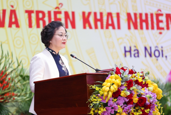 Bộ trưởng Bộ Nội vụ Phạm Thị Thanh Trà phát biểu tại Hội nghị. Ảnh: VGP/Nhật Bắc.