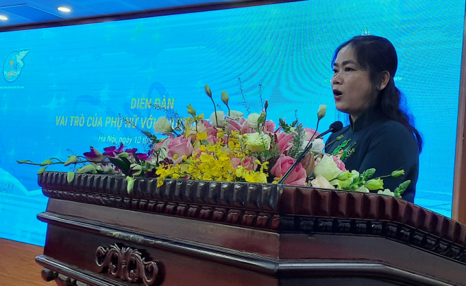Bà Đỗ Thị Thu Thảo, Phó Chủ tịch Hội Liên hiệp Phụ nữ Việt Nam chia sẻ, trong thời gian qua, Hội Liên hiệp Phụ nữ Việt Nam tham gia rất tích cực vào chương trình OCOP. Ảnh: Nguyên Huân.
