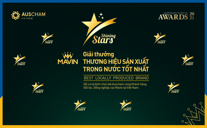 Mavin nhận giải 'Thương hiệu sản xuất trong nước tốt nhất' từ Auscham Việt Nam. Ảnh: Mavin.