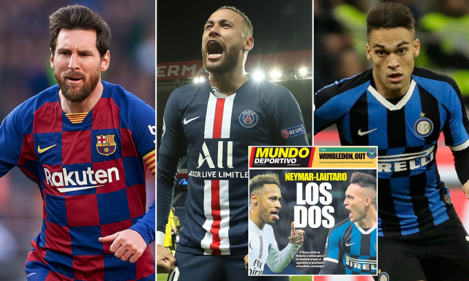 Neymar và Lautaro Martinez sẽ trở thành đồng đội của Messi? Ảnh: Dailymail. 