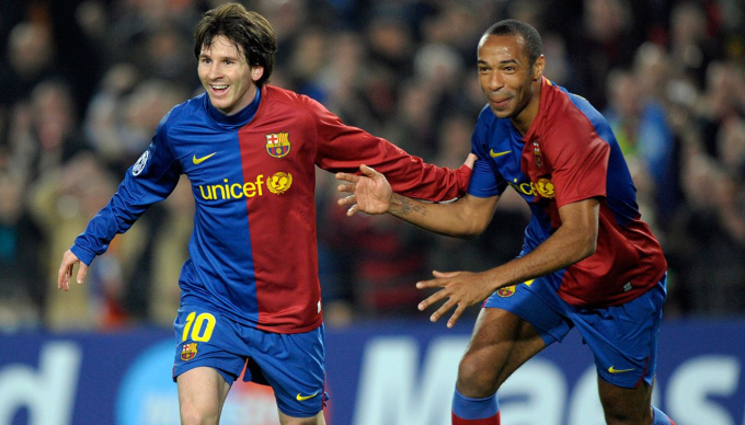 Messi coi Henry là thần tượng lớn. Ảnh: FC Barcelona. 