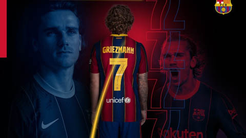 Antoine Griezmann mặc áo số 7 tại Barcelona mùa tới. Ảnh: Express.