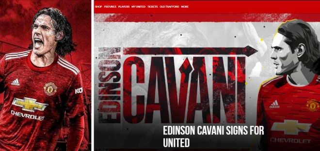 Edinson Cavani đến Man United. Ảnh: Express.