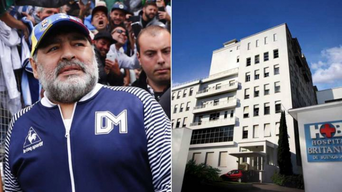 Diego Maradona nhập viện vì máu đông trong não. Ảnh: Sportible.