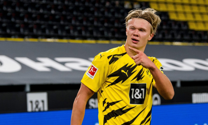 Erling Haaland đang chơi xuất sắc tại Champions League. Ảnh: Dortmund.