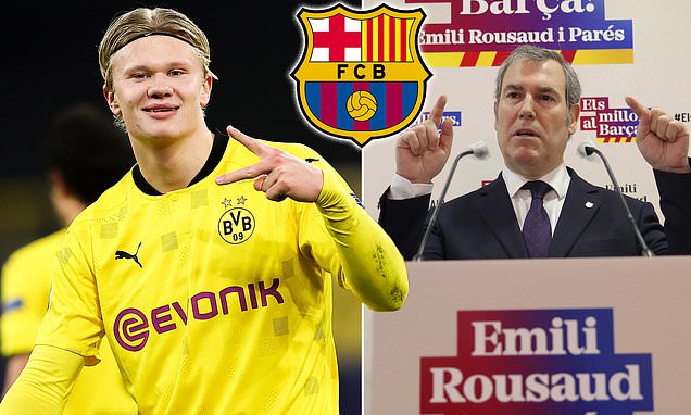 Erling Haaland sẽ rời Dortmund sang Barcelona? Ảnh: Dailymail.