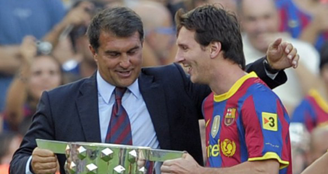 Joan Laporta sẽ giữ Messi ở lại. Ảnh: AS.