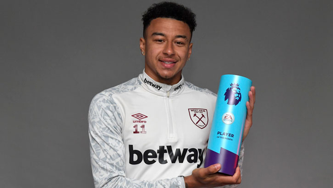 Jesse Lingard - cầu thủ xuất sắc nhất Premier League trong tháng 4/2021. Ảnh: Premier League. 