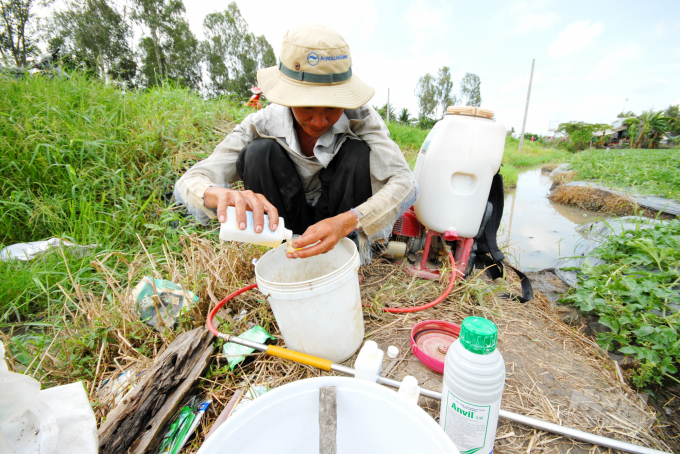 Price of fertilizers and pesticides rises at the same time, causing difficulties for farmers. Photo: Le Hoang Vu.