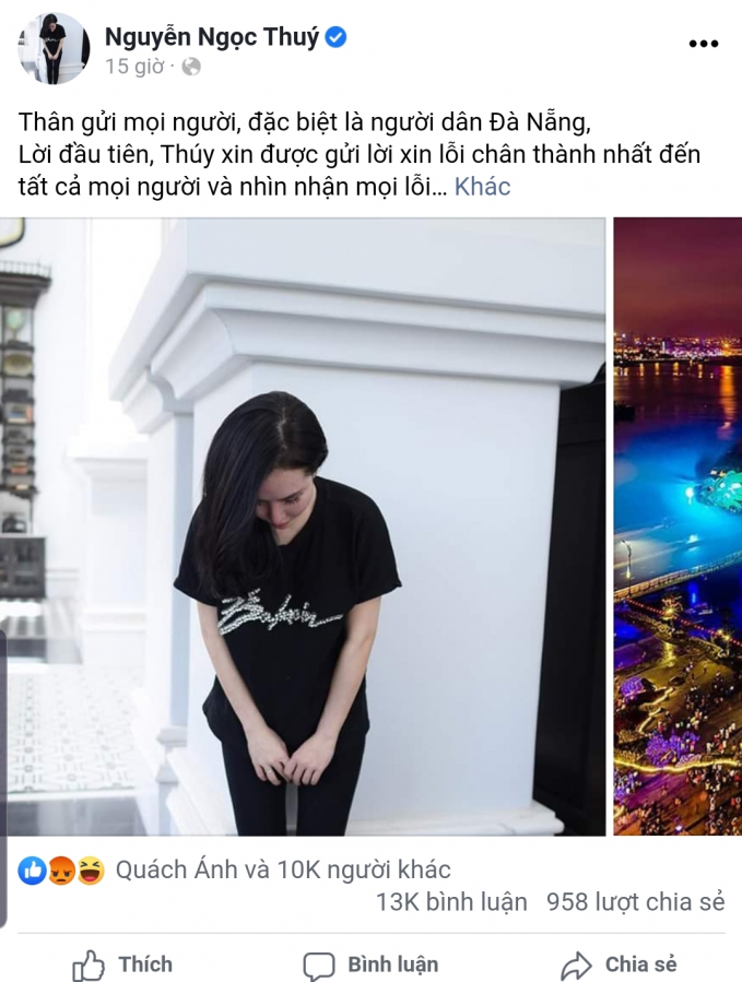 Chủ tài khoản Facebook đăng đàn xin lỗi sau khi đăng tải clip Tik Tok có dấu hiệu kỳ thị người dân Đà Nẵng. Ảnh chụp màn hình Facebook.