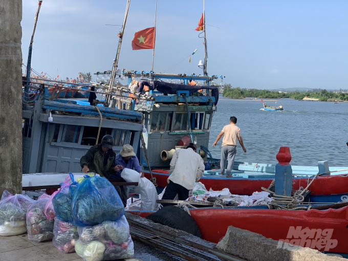 Các chủ tàu cá đánh bắt hải sản xa bờ ở Quảng Ngãi đã nhận thức được tầm quan trọng của việc chống khai thác IUU, góp phần gỡ thẻ vàng của EC. Ảnh: Đăng Lâm.
