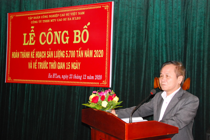 Ông Ngyễn Toàn Nhân, Tổng Giám đốc Cty Cao su Ea H'leo phát biểu tại buổi lễ.