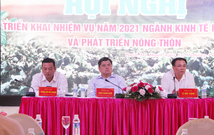 Thứ trưởng Trần Thanh Nam cùng lãnh đạo tỉnh Đắk Lắk chủ trì hội nghị.Ảnh: Quang Yên.