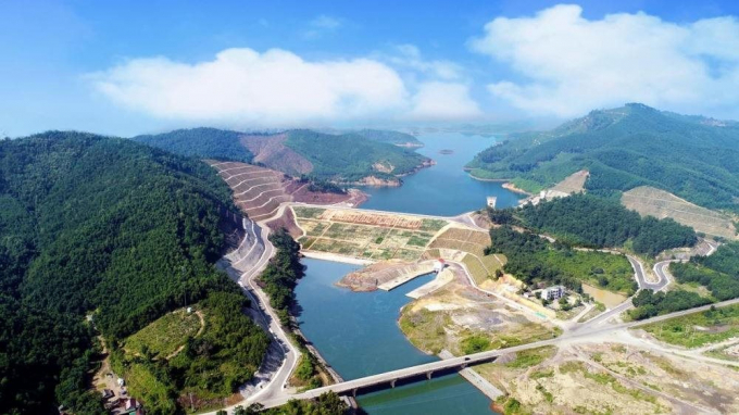 Overview of Ngan Truoi dam area and reservoir in Ha Tinh province. 