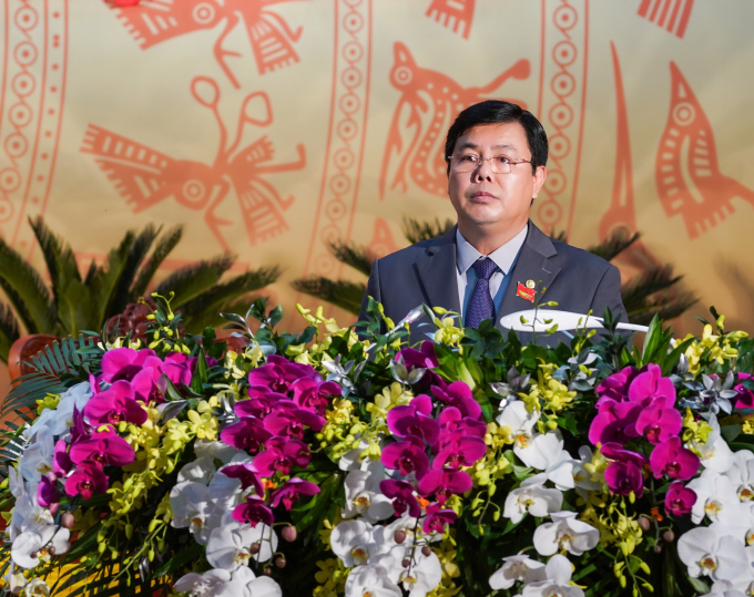 Ông Nguyễn Tiến Hải, Bí thư Tỉnh ủy Cà Mau phát biểu tại phiên trù bị. Ảnh: Đại hội cung cấp.
