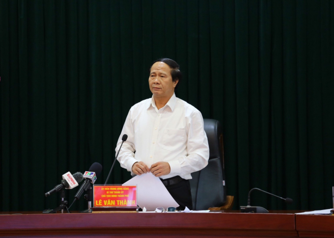 Ông Lê Văn Thành - Bí thư Thành ủy Hải Phòng phát biểu chỉ đạo tại hội nghị chiều nay. Ảnh: TPHP.