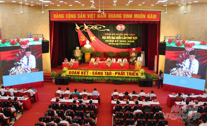 Đại hội đại biểu Đảng bộ huyện Kiến Thụy lần thứ XXV, nhiệm kỳ 2020-2025. Ảnh: TN.