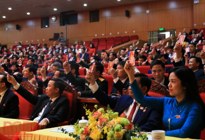 Các đại biểu tham dự Đại hội Đại biểu Đảng bộ tỉnh Bắc Giang chiều 14/10. Ảnh: Hoàng Hà.