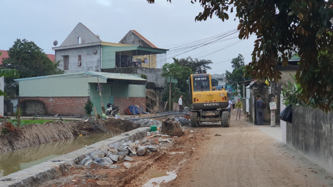 Xây dựng nông thôn mới kiểu mẫu tại xã Đồng Thái, huyện An Dương. Ảnh: Đinh Mười.