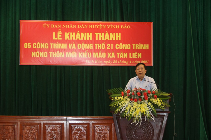 Ông Nguyễn Đức Thọ - Phó Chủ tịch UBND TP Hải Phòng đề nghị địa phương tích cực vận động nhân dân ủng hộ để thực hiện tốt 21 công trình tiếp theo. Ảnh: HUVB.