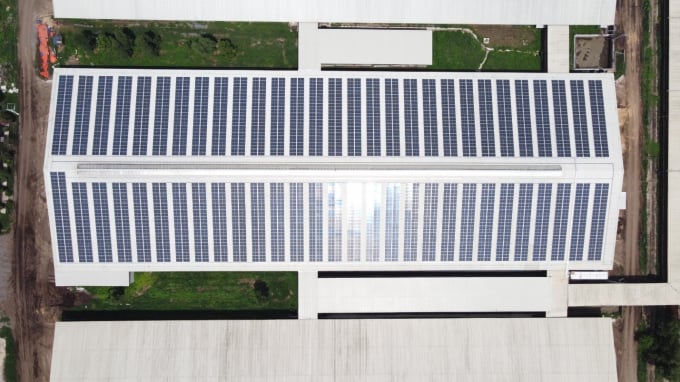 Hiện tại, có 6 trong số 9 trại của cụm trang trại đã được lắp đặt hệ thống pin mặt trời. Ảnh: TH.