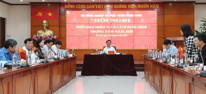 Thứ trưởng Thường trực Hà Công Tuấn chủ trì Hội nghị triển khai nhiệm vụ cải cách hành chính trọng tâm năm 2020 của Bộ NN-PTNT. Ảnh: Nguyên Huân.