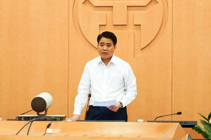 Chủ tịch Hà Nội Nguyễn Đức Chung nói sẽ xử lý nghiêm các trường hợp nếu tăng giá mua máy xét nghiệm Covid-19. Ảnh: Huyền Anh.