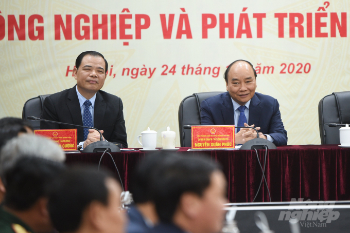 Thủ tướng Nguyễn Xuân Phúc dự Hội nghị tổng kết năm 2020, triển khai kế hoạch năm 2021 của ngành Nông nghiệp và Phát triển nông thôn. Ảnh: Tùng Đinh.