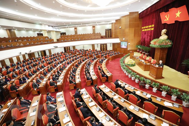 Toàn cảnh phiên bế mạc Hội nghị lần thứ 14 Ban Chấp hành Trung ương Đảng Cộng sản Việt Nam khóa XII. Ảnh: TTXVN.