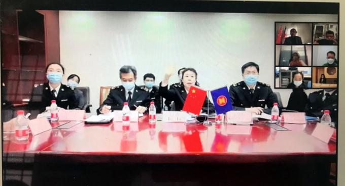 Hình ảnh phiên họp giữa Tổng cục Hải quan Trung Quốc và các thành viên ASEAN ngày 24/11. Ảnh: Bá Thắng.