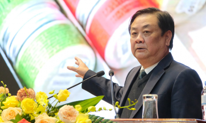 Bộ trưởng Bộ NN-PTNT Lê Minh Hoan phát biểu tại Hội nghị sáng 3/12 tại Lai Châu. Ảnh: Bảo Thắng.