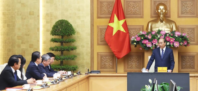Thủ Tướng Nguyễn Xuân Phúc Phát biểu tại buổi gặp mặt doanh nghiệp.