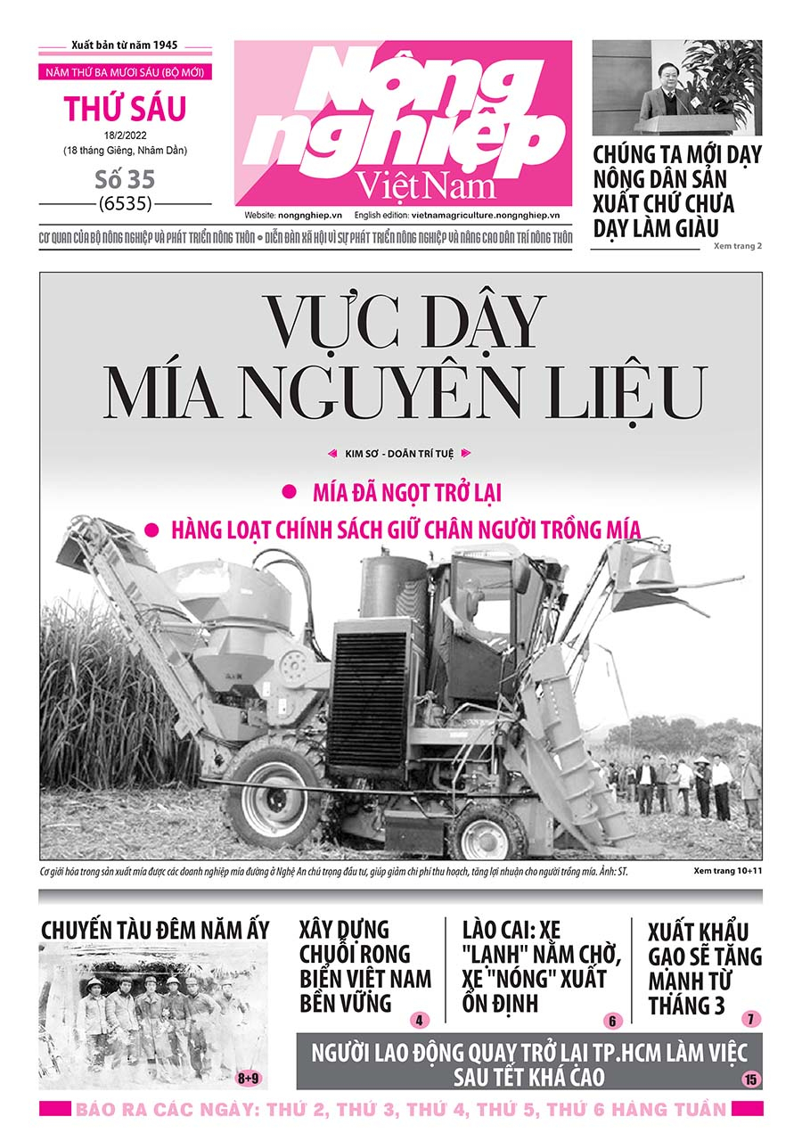 Tổng hợp tin tức báo giấy trên Báo Nông nghiệp Việt Nam số 35 ra ngày 18/2/2022