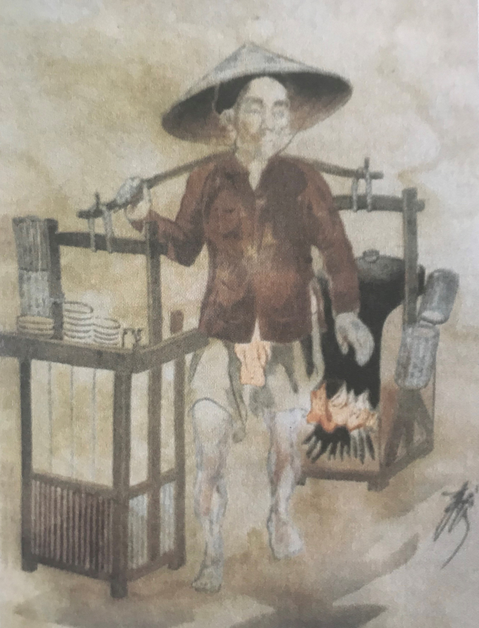 Pho Ganh by Vietnames renowned painter Nam Son (1890-1973) depicts a pho street vendor.