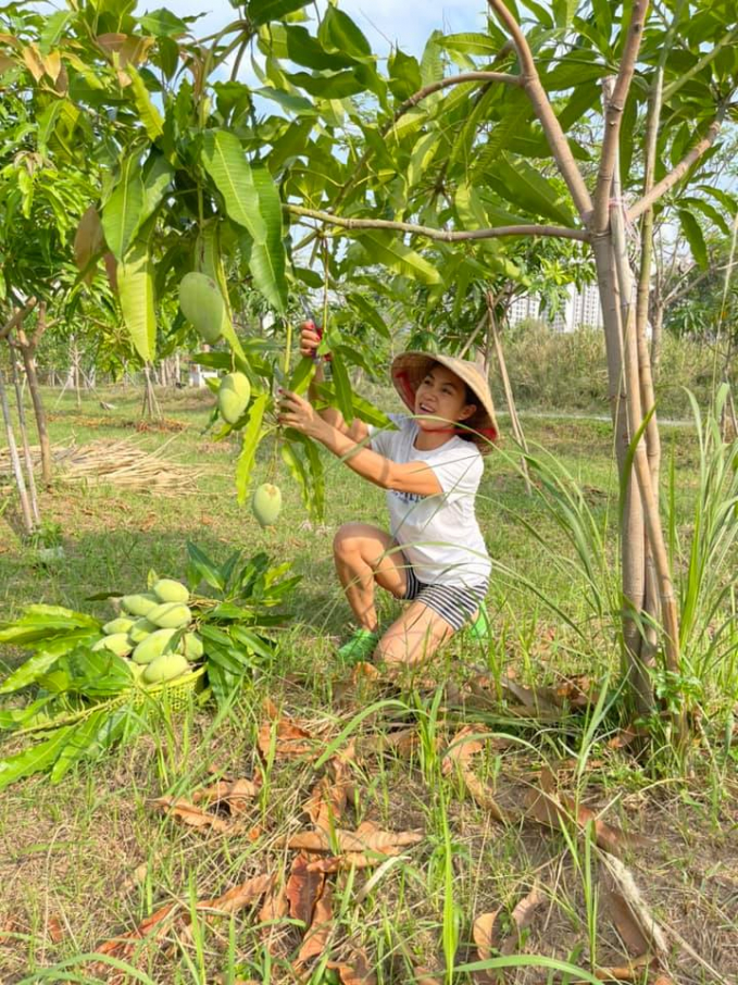 Diễn viên Như Phúc làm vườn trong giai đoạn giãn cách. 