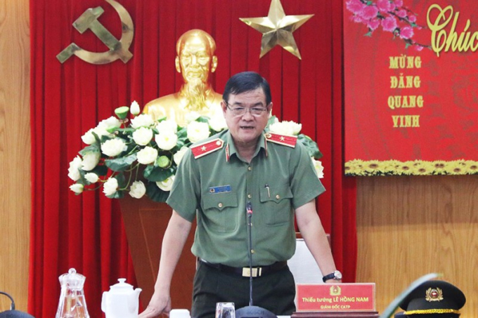 Thiếu tướng Lê Hồng Nam, Giám đốc Công an TP.HCM phát biểu chỉ đạo. Ảnh: Công an TP.HCM.
