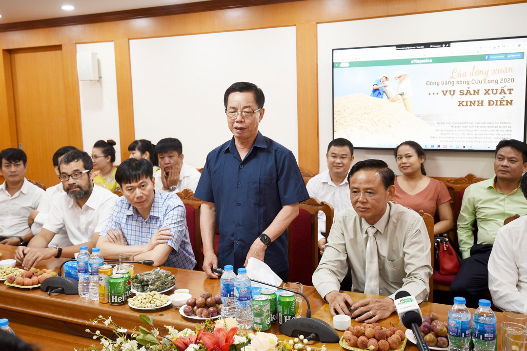 Ông Trần Mạnh Báo - Chủ tịch HĐQT kiêm Tổng Giám đốc Thaibinh Seed chia sẻ: 'Chúng tôi luôn coi Báo Nông nghiệp Việt Nam là người nhà'. Ảnh: Tùng Đinh.
