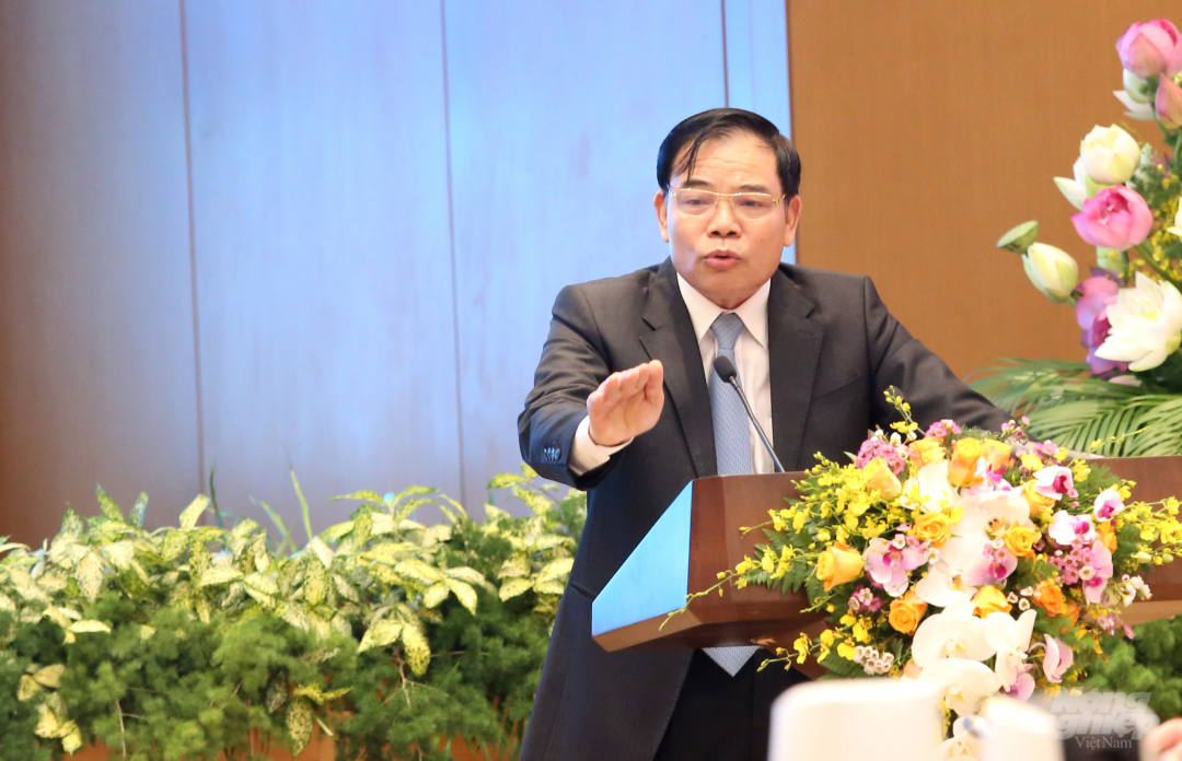 Bộ trưởng Bộ NN-PTNT phát biểu tại Hội nghị triển khai kế hoạch thực thi hiệp định thương mại tự do giữa Việt Nam và Liên minh Châu Âu (Hiệp định EVFTA). Ảnh: Minh Phúc.