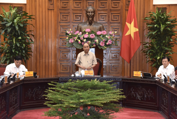 Thủ tướng Nguyễn Xuân Phúc phát biểu tại cuộc họp về phòng, chống thiên tai. Ảnh: VGP/Quang Hiếu.