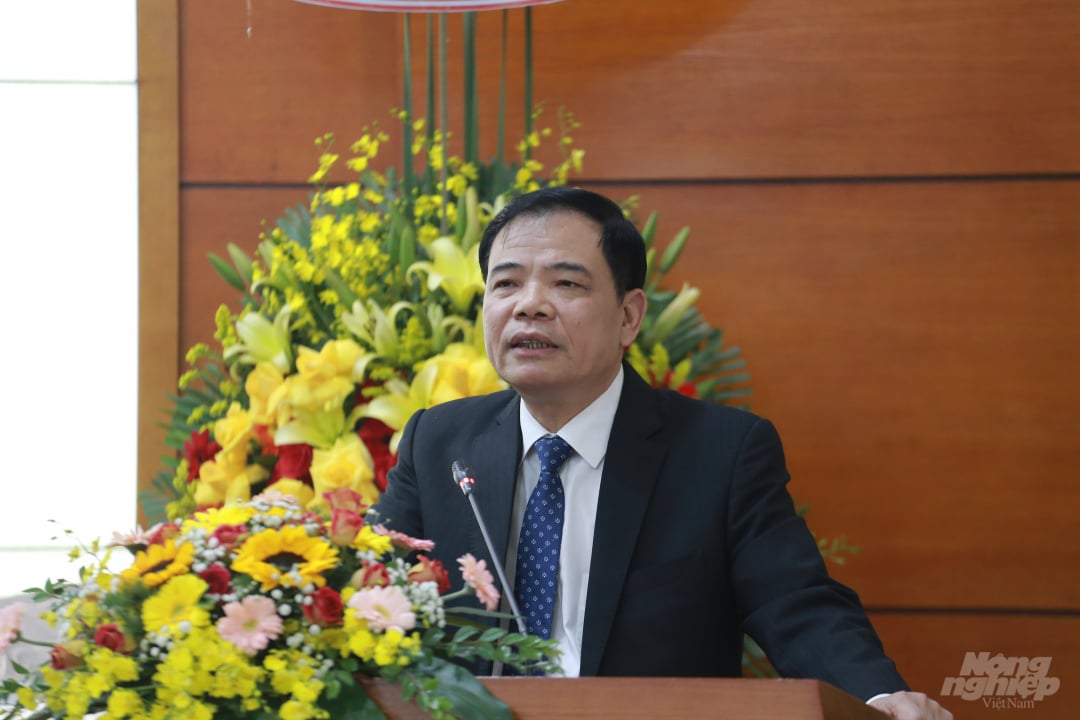 Bộ trưởng Bộ NN-PTNT Nguyễn Xuân Cường phát biểu tại Hội nghị Tổng kết công tác năm 2020 của Tổng cục Lâm nghiệp vào chiều 6/1/2021. Ảnh: Minh Phúc.