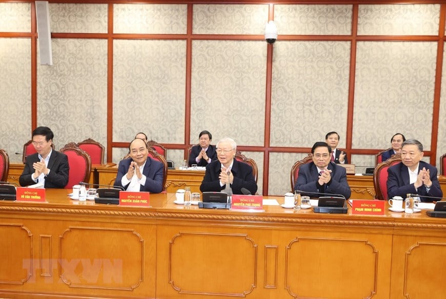 Tổng Bí thư, Chủ tịch nước Nguyễn Phú Trọng phát biểu kết luận phiên họp. Ảnh: TTXVN.