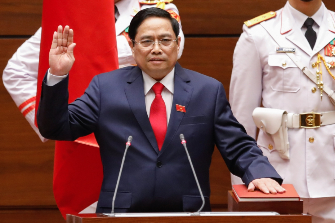 Thủ tướng Chính phủ Phạm Minh Chính tuyên thệ trước Quốc hội, trước Nhân dân và cử tri cả nước vào chiều 5/4.