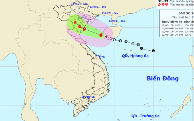 Dự báo hướng di chuyển của bão số 2.