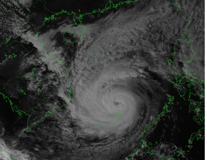 Ảnh vệ tinh vị trí bão số 9 trên Biển Đông. Ảnh: Trung tâm Dự báo Khí tượng Thuỷ văn Quốc gia.