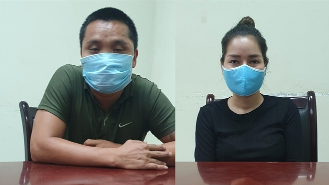 Ông Đoàn Quý Hợi và bà Bùi Thị Trà Giang bị bắt giữ tại khu vực biên giới. Ảnh: H. Nam
