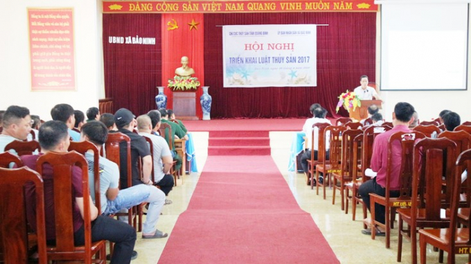 Hội nghị tuyên truyền về các quy định chống khai thác IUU, Luật Thuỷ sản 2017 tại Quảng Bình. Ảnh: C. Hợp
