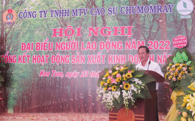 Ông Trần Thanh Phụng, Phó Tổng Giám đốc Tập đoàn Công nghiệp Cao su Việt Nam phát biểu chỉ đạo hội nghị.