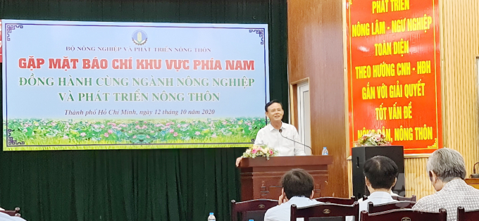 Thứ trưởng Thường trực Hà Công Tuấn phát biểu chỉ đạo tại buổi gặp gỡ phóng viên báo chí khu vực phía Nam. Ảnh: QM. 