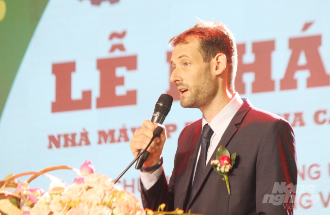 Ông Kris Van Daele – Tổng giám đốc Bel Gà Việt Nam và Campuchia phát biểu tại Lễ khánh thành Nhà máy. Ảnh: Trần Trung.